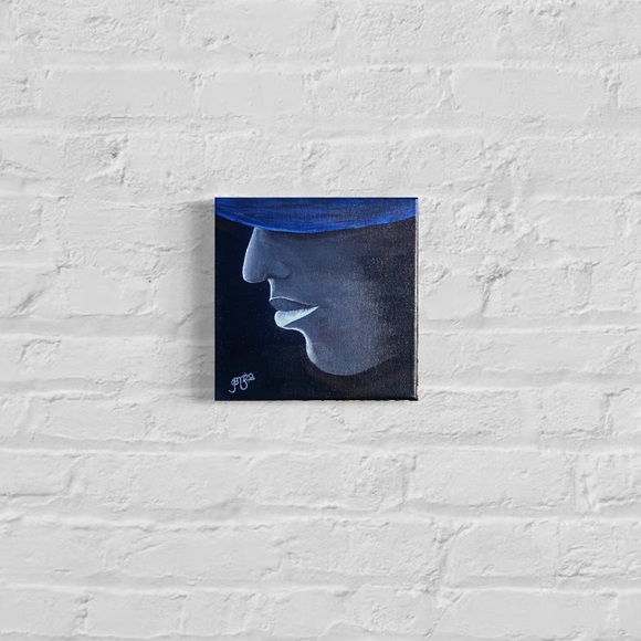 Hand Crafted Other - Hand crafted, The Sapphire Hat: Acrylic Portrait on Canvas 7.75” x 7.75”